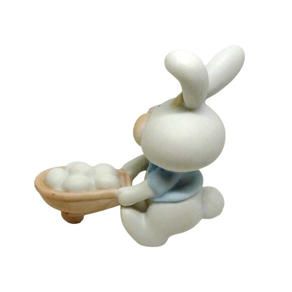 Porcelain Bunny Figurine w Wheelbarrow by George Good 1986 Taiwan Easter Vintage - Picture 5 of 6